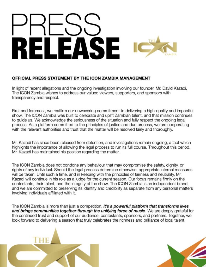 Icon Zambia Official Press Statement